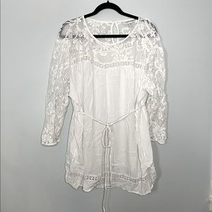 3x motherhood maternity white lace blouse shirt